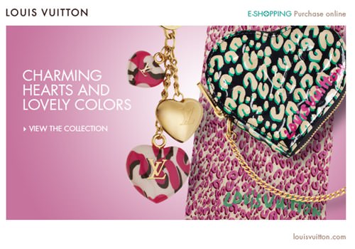 Louis Vuitton Leopard Heart Bag Charm Key Holder Blanc Corail