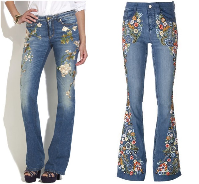 camisa jeans bordada flor